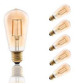 E27 LED Filament Bulbs ST58 COB 180 lm Amber Decorative AC 220-240 V 6 pcs Edison Style Bulb