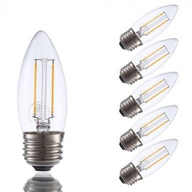 2W E26 LED Filament Bulbs B10 2 COB 200 lm Warm White Dimmable 120V 6 pcs