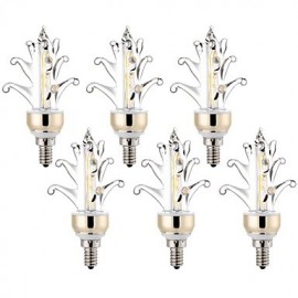 6Pcs E12 4W 2xCOB 400-500Lm Warm White Cool White LED Super Bright Energy-Saving Candle Lamp AC 85-130V AC 110V