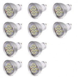 10PCS GU10 7W 560LM 6000K 16-SMD5630 White Light LED Spotlight (AC220V)