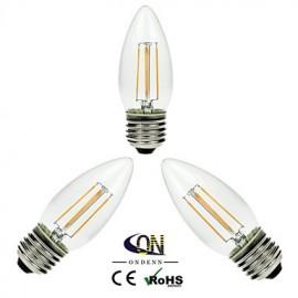 3PCS E27 4W 4COB 400 LM 2800-3200K K Warm White A Dimmable Candle Bulbs AC 220-240/AC 110-130 V