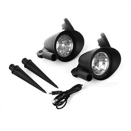 Waterproof 0.5W 40lm 4-LED Light Control Solar Yard Fence Light / Grounding Light / Garden Light (2PCS)