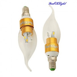 10PCS E14 3W 280lm 10 x SMD5730 Warm White LED Pointed tail shape Candle Lamp - Gold/silver(AC 85~265V)