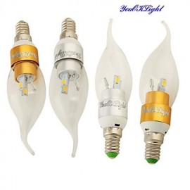 10PCS E14 3W 280lm 10 x SMD5730 Warm White LED Pointed tail shape Candle Lamp - Gold/silver(AC 85~265V)