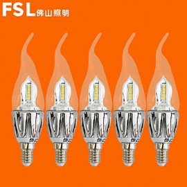 5 pcs 5W E14 LED Candle Lights C35 20 SMD 3528 440 lm Warm White Decorative AC 220-240 V