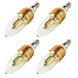 4PCS E14 3W 250lm 3000K 32 x SMD3014 Warm White LED Candle Lamp AC 85265V