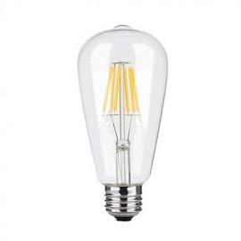 6W E26/E27 LED Filament Bulbs ST64 6 COB 600 lm Warm White Dimmable AC 110-130 V 1 pcs