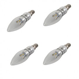 4PCS Dimmable E14 3W 300lm 6000K 6-SMD 5630 LED Bulb Warm White/White - Silver (AC 85-265V)