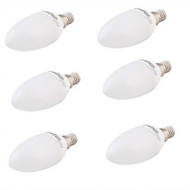 6PCS E14 4W 6*5730 320LM 3000K Warm white ceramic candle lampAC85-265V)