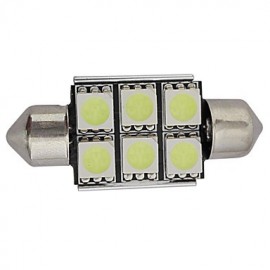 20pcs Festoon 36mm 1.5W 6x5050SMD 100-150LM 6000-6500K Cool White Light LED Car Light (DC 12V)