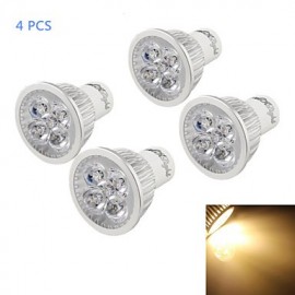 4PCS GU10 4W Dimmable 400lm 3500K Warm Light 4-LED Lamp- Silver (AC 110V)