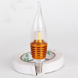 5pcs C35L Gold Shell 7W E14 SDM2835 35LED Warm Color Screw Thread Led Candle Light Led Bulbs Chandelier Lamps AC220-240V