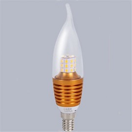 5pcs C35L Gold Shell 7W E14 SDM2835 35LED Warm Color Screw Thread Led Candle Light Led Bulbs Chandelier Lamps AC220-240V