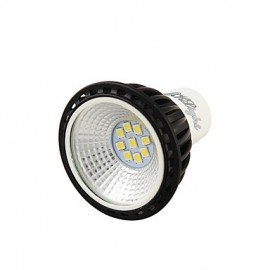 2PCS GU10 5W 450LM 6000K White 9-2835 SMD LED Spotlight - Black + White (AC 100~240V)