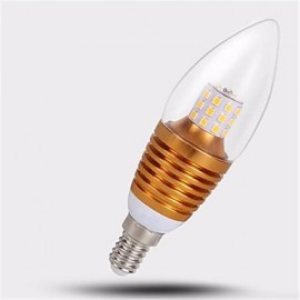 5pcs Gold Shell 7W E14 SDM2835 35LED Warm Color Screw Thread Led Candle Light Led Bulbs Chandelier Lamps AC220-240V