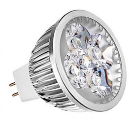 6PCS MR16 4W 320lm 3000K 4-High Power LED Warm White Light Spotlight - Silver(DC12V)