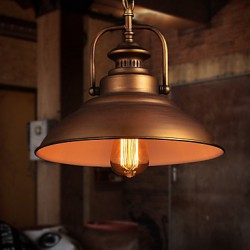 Retro Pendant Light with Metal Umbrella Shade in Old Factory Style