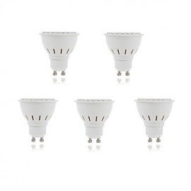 5pcs 5W 2835X80SMD GU10/MR16 Warm Cool White Color Plastic Shell LED Spot Lights(AC220-240V)