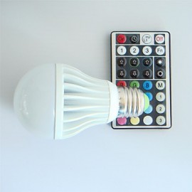 1pcs E26/E27 /B22 9W 3pcs High Power LED 550LM RGB A60 Dimmable /Remote-Controlled Globe Bulb AC110-240V