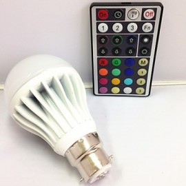 1pcs E26/E27 /B22 9W 3pcs High Power LED 550LM RGB A60 Dimmable /Remote-Controlled Globe Bulb AC110-240V