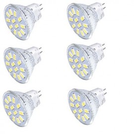 6PCS MR11 4W Warm White/White 3000K /6000K 350lm 15-SMD5733 LED Spotlight(AC/DC12V)