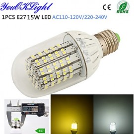 1PCS E27 15W 1300lm 138-3528SMD 3000K/6000K High brightness &long life 45,000H LED Light AC110-120V/220-240V