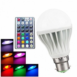 1pcs E26/E27 /B22 9W 3pcs High Power LED 550LM RGB A60 Dimmable /Remote-Controlled Globe Bulb AC110-240V