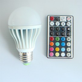 1pcs E26/E27 /B22 9W 3pcs High Power LED 550LM RGB A60 Dimmable /Remote-Controlled Globe Bulb AC110-240V