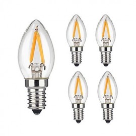 5 pcs 2W E14 LED Filament Bulbs 2 COB 200 lm Warm White Dimmable / Decorative AC 220-240 V