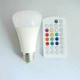 1 pcs E26/E27 9W Dimmable/ Music-Controlled/Remote-Controlled/Decorative RGB LED Globe Bulb AC 100-240 V