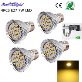 4PCS E27 7W 600lm 15*SMD5630 Warm White 3000K High quality LED Spotlight (AC110-120V/220V-240V)