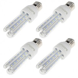 4PCS E27 7W 650Lm 3000K 66-SMD 3014 Warm White LED Bulb - White (110~250V)