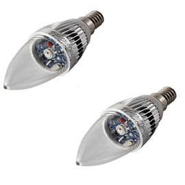 2PCS E14 3W Remote Controlled LED Candle Bulb Colorful Light 240lm - Silver (AC 85265V)