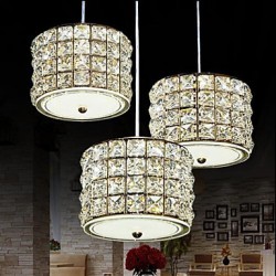 Single 3 Light 24W Dining Room LED Crystal Pendant Light LED Restaurant Droplight