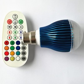 9W GU10/E26/E27/B22 RGB LED Globe Bulbs 3W High Power LED 450 lm Dimmable /Music-Controlled /Remote-Controlled