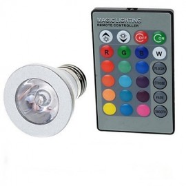 E27 85V-265V 100-200Lm 3W Colorful RGB Remote Control LED RGB Spotlights Lights Cup Silver