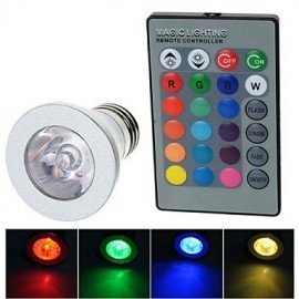 E27 85V-265V 100-200Lm 3W Colorful RGB Remote Control LED RGB Spotlights Lights Cup Silver