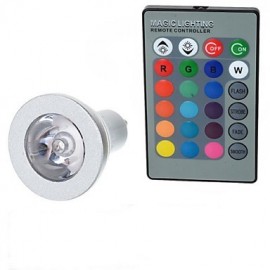 GU10 85V-265V 100-200Lm 3W Colorful RGB Remote Control LED RGB Spotlights Lights Cup Silver