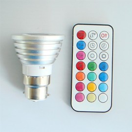 1 pcs B22 4W High Power LED 300LM RGB Dimmable / Remote-Controlled / Decorative LED Spotlight AC 100-240 V