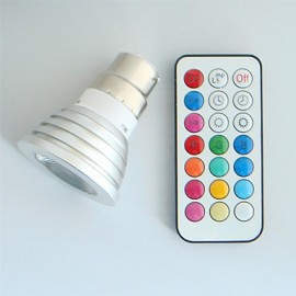 1 pcs B22 4W High Power LED 300LM RGB Dimmable / Remote-Controlled / Decorative LED Spotlight AC 100-240 V