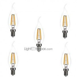 5 pcs E12 4W 4 COB 400 lm Warm White CA35 edison Vintage LED Filament Bulbs AC 110-130 V