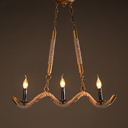 Candle Hemp Chandeliers Vintage Pendant Wrought Iron Bar Restaurant Wave Hemp Rope Chandelier