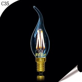 E14 220V 2200K-3000K 200-300Lm 3W 4LED C35L Dimmable Retro Imitation Tungsten Filament LED Candle Light