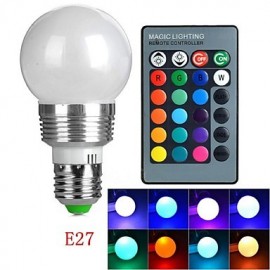 E27 85V-265V 100-200Lm 3W RGB Remote Control LED Colorful Bulbs