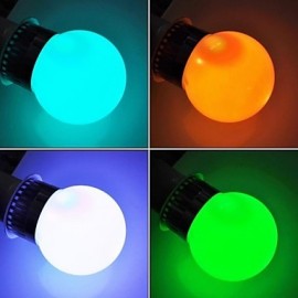 RGB LED Bulb With Remote Control - Silver White (AC85-265V) 220lm 3W E14