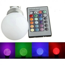 E27 3W RGB Led Bulb Light with Remote Controller (AC 100-220V) 400LM