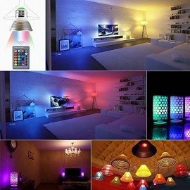 GU10/GU5.3/E27/E14 Dimmable LED Bulbs3W RGB Color Changing Spotlight with IR Remote Control Mood Ambiance Lighting for Home Decoration (AC 85-265V)