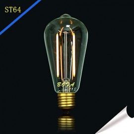 E26 E27 110V 220V 2200K-2700K 100-200Lm ST64 2W 2LED Bulb Edison Retro Led Bulb