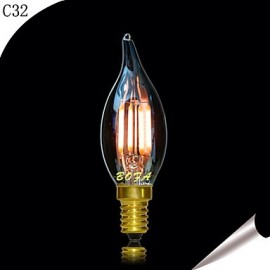 E14 2200K-3000K 100-200Lm 220V 2W 4LED Dimmable Retro Imitation Tungsten Filament LED Candle Light