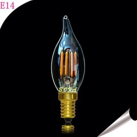 E14 2200K-3000K 100-200Lm 220V 2W 4LED Dimmable Retro Imitation Tungsten Filament LED Candle Light